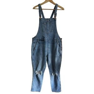 Distressed Denim Overalls
